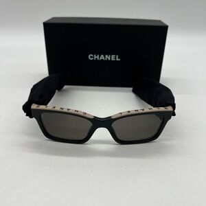 Authentic CHANEL 5417 c.534/3 Women's 54-17 Black Beige Square Sunglasses.